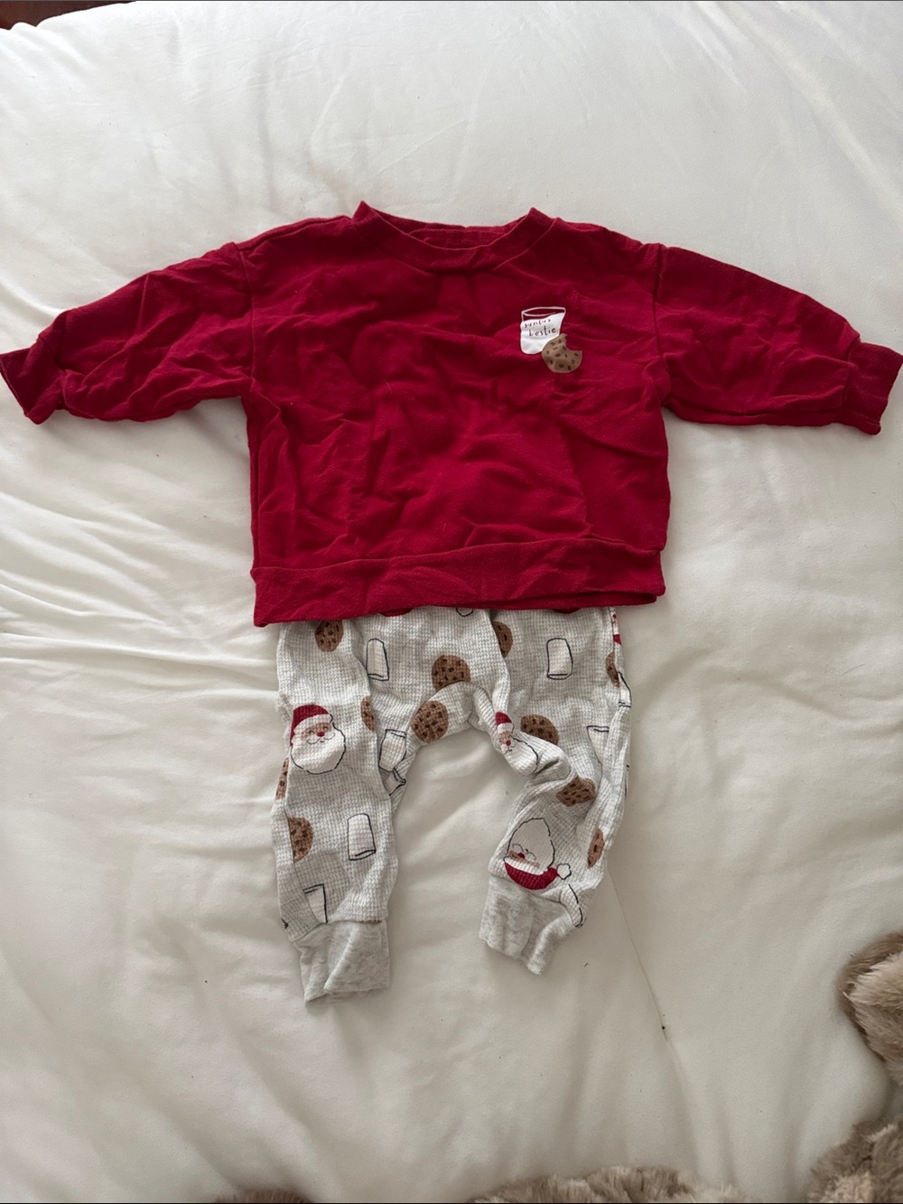 Carter's Red Top with Cream Cookie Print Pants Kids Matching Set